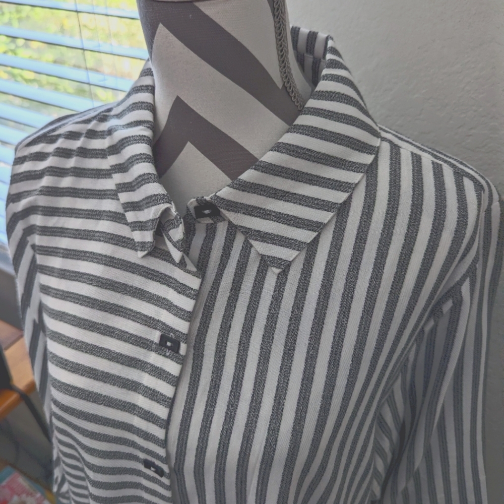 Fun Black & White Striped Soft Surroundings Shirt